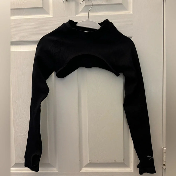 Adam Selman Sport Rib Knit black Shrug Crop Top - Picture 2 of 6